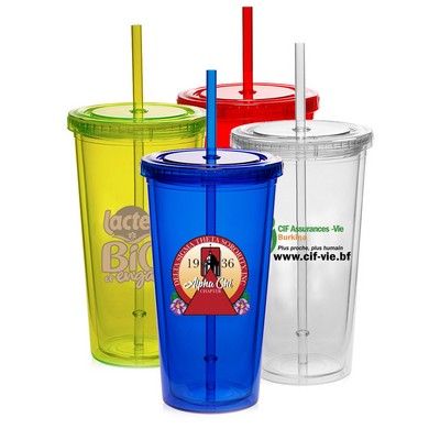 20 oz. Double Wall Acrylic Tumblers With Straws